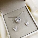 Conjunto em Prata 925 Ponto de Luz Coração
