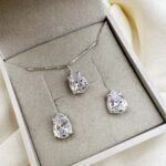 Conjunto em Prata 925 Gota Médio Cristal