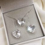 Conjunto em Prata 925 Coração Grande Cristal