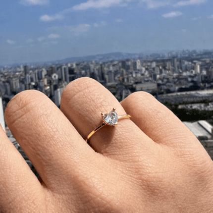 Anel Solitário em Ouro 18k Love - Imagem 4